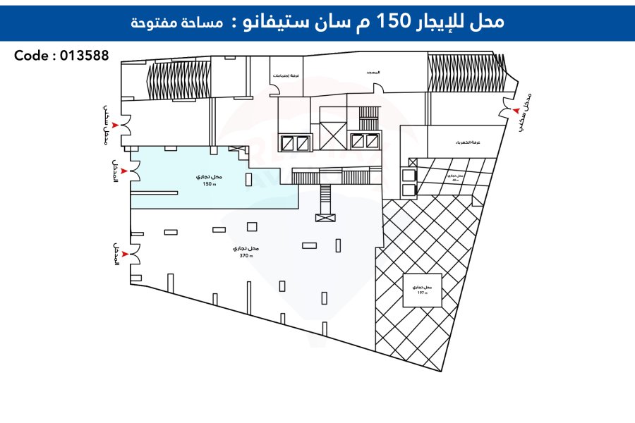 محل للايجار 150 م سان ستيفانو (على الترام مباشره)