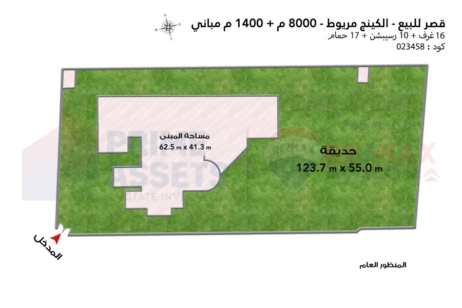 قصر للبيع 8,000 م كينج مريوط (ش قرطبة)