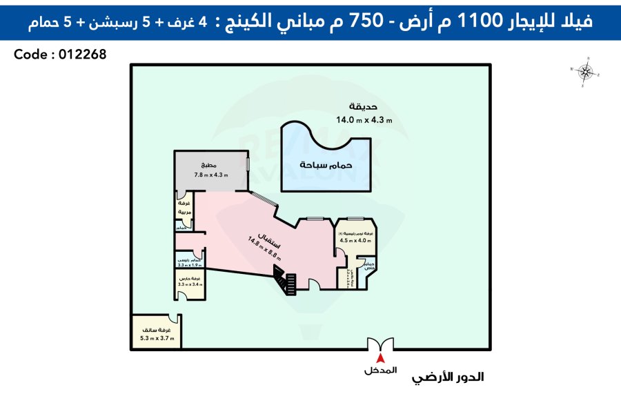 فيلا للإيجار المفروش 1,100  م كينج مريوط (متفرع من طريق الكافوري)