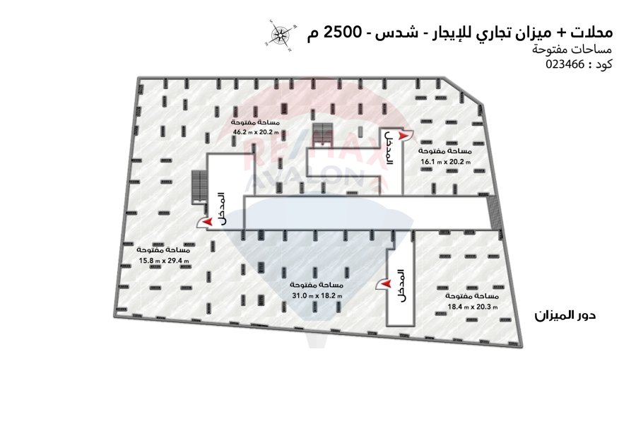 Commercial shops + Mezzan for rent 2,500 m area Shods (On the tram)