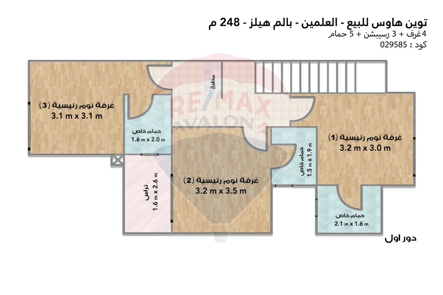توين هاوس للبيع (بالم هيلز العلمين) 248 م