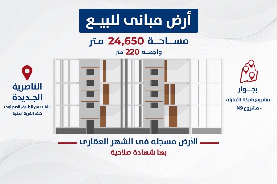 Building land for sale 24,650 m New Nasiriyah (near the desert road)
