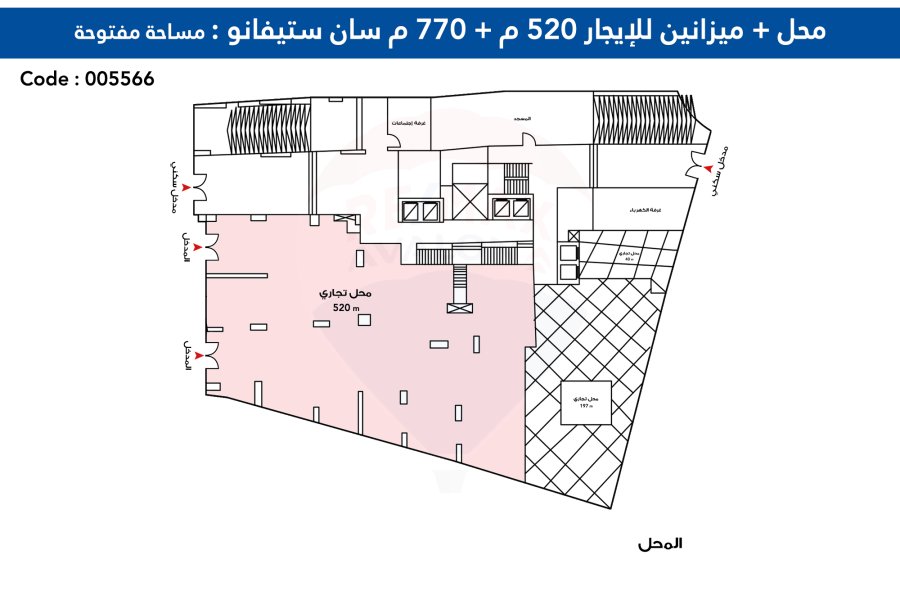 Shop 520 m + Mezzanine 770 m for Rent San Stefano (directly on the tram)