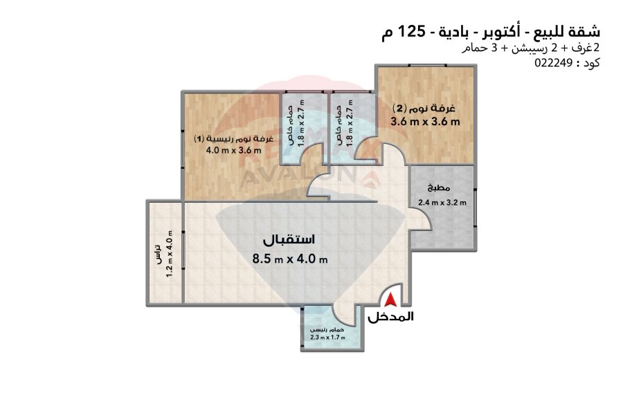 شقة مميزة للبيع (بادية - بالم هيلز) 125 م