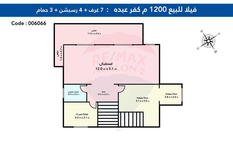 فيلا للبيع 1200 م كفر عبدو - ( خطوات من المركز الثقافى البريطانى )