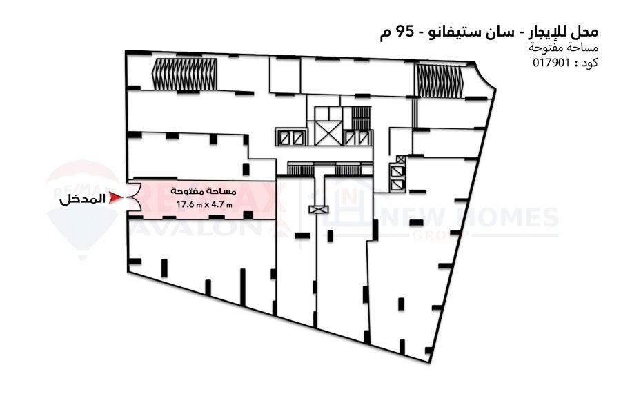 محل تجاري للإيجار 95 م سان ستيفانو ( على الترام )